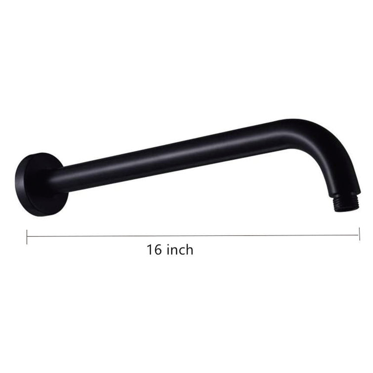 Pdpbath 16 Inch Black Shower Head Extension Arm, Long Shower Extender